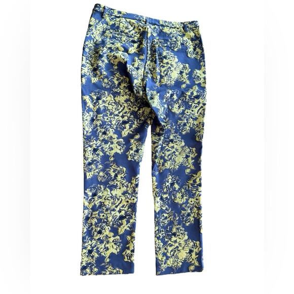 Soft Surroundings Blue and Yellow Metallic‎ Stretch Crop Pull-On Pants- M - Picture 2 of 8